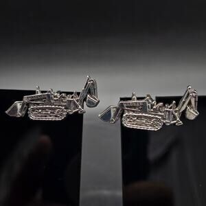 Wagner Silver Tone Backhoe Cuff Links Farming Equipment